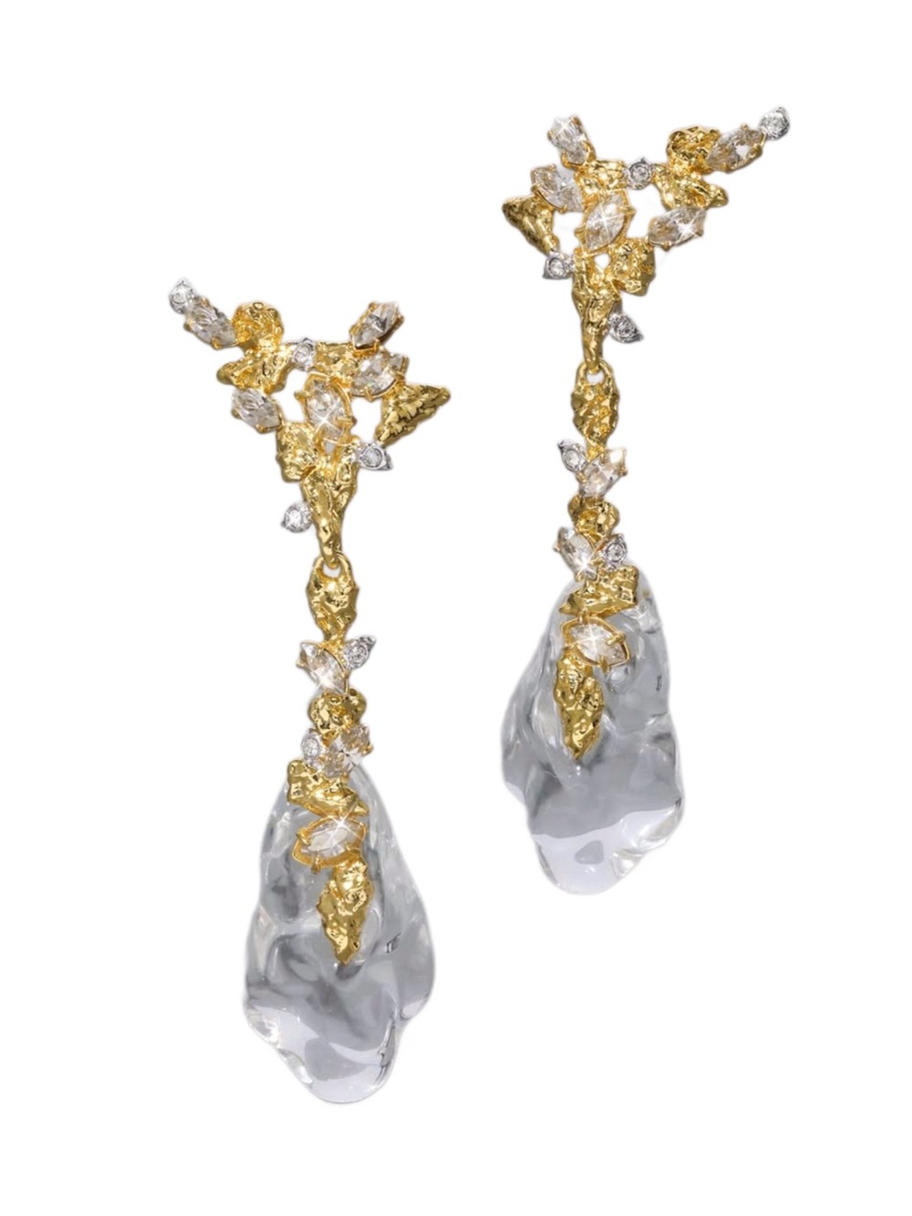 Alexis Bittar Gold with Clear Crystal Vine Drop Earrings - Picture 4 of 9